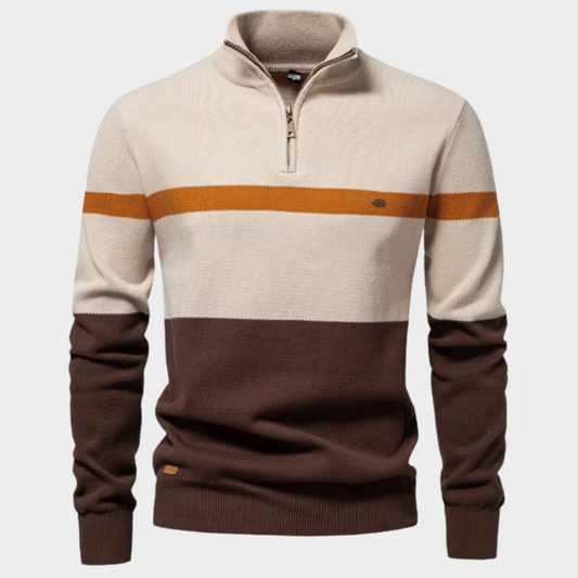 Elegant Half Zip Color-Block Jumper